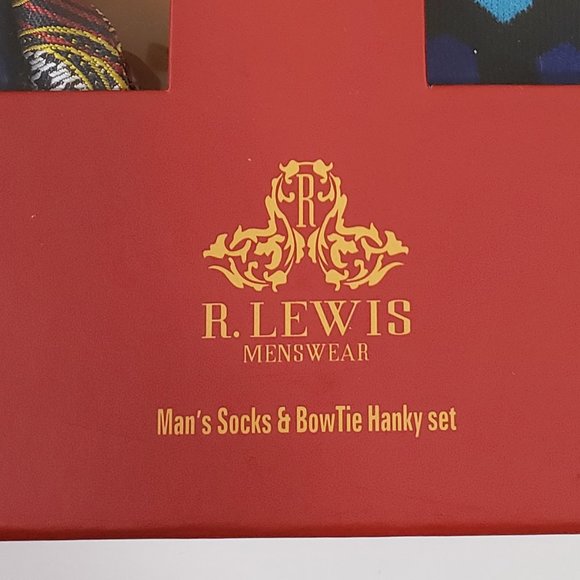 Bow Tie Hanky Socks Box Set by R Lewis RGB001 Blue - Picture 7 of 7